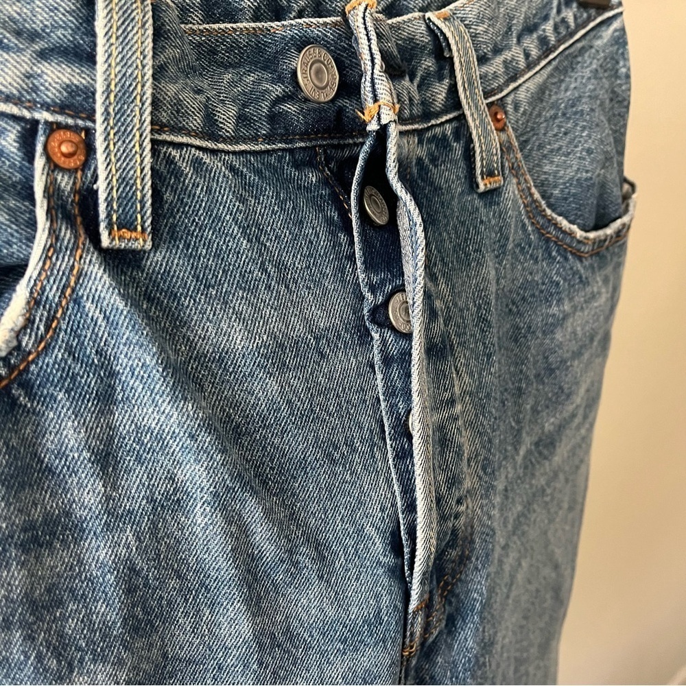 LEVIS sz 29 x 30 150th Anniversay 501 Button Fly Blue Denim Jeans Splice - Picture 6 of 14